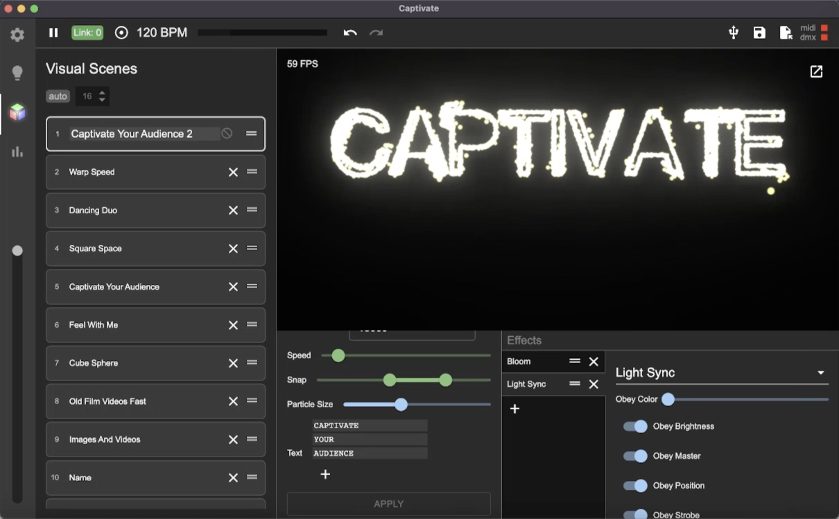 Captivate Visualizer Editor - Text Particles